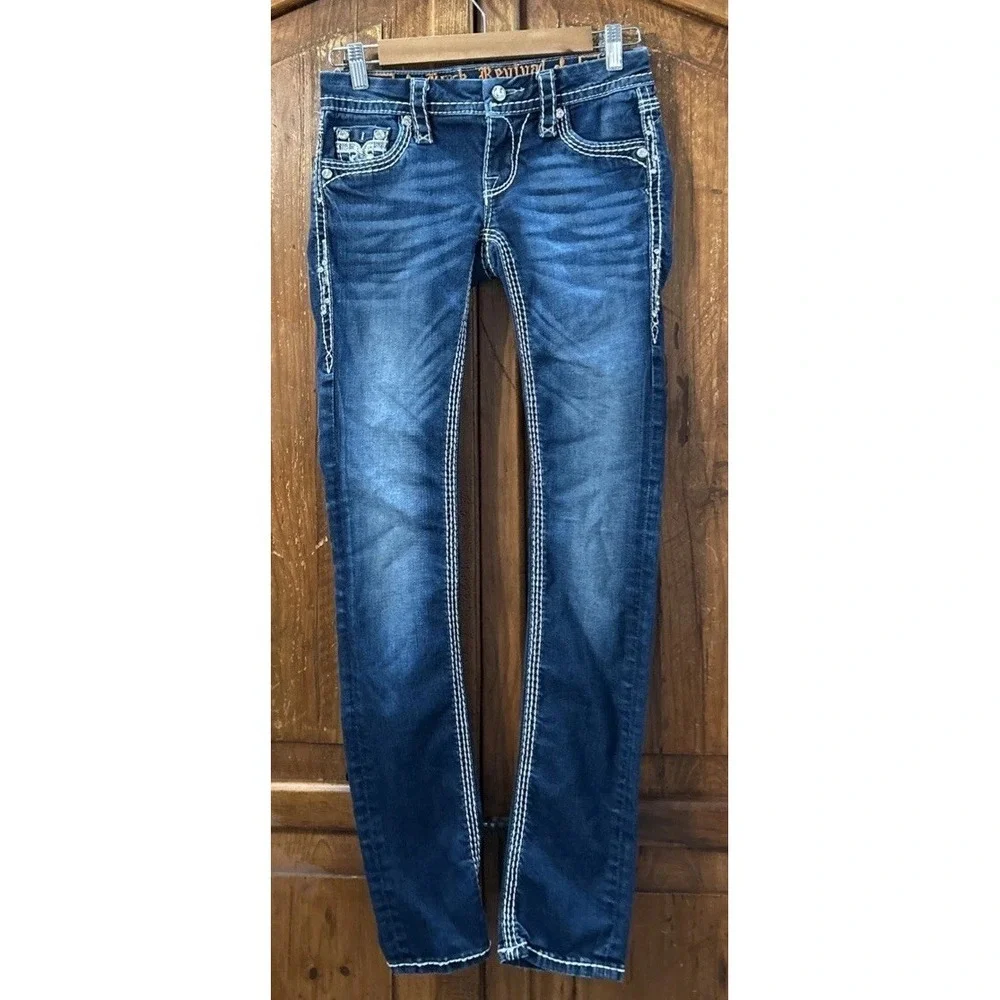 Rock Revival Sherry Straight‎ Jeans Size 24 Y2K Low Rise Stretch EC